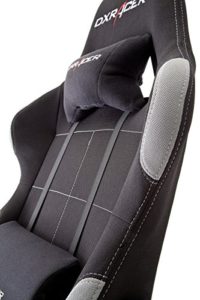 DX Racer5 Gaming Stuhl, Schreibtischstuhl, Bürostuhl, Chefsessel mit Armlehnen, Gaming chair, Gestell Nylon schwarz, 78 x 52 x 124-134 cm, Stoff schwarz / grau - 8