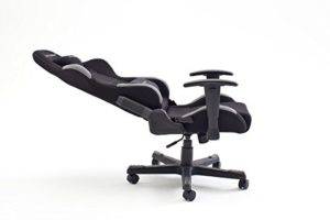 DX Racer5 Gaming Stuhl, Schreibtischstuhl, Bürostuhl, Chefsessel mit Armlehnen, Gaming chair, Gestell Nylon schwarz, 78 x 52 x 124-134 cm, Stoff schwarz / grau - 3