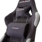 DX Racer5 Gaming Stuhl, Schreibtischstuhl, Bürostuhl, Chefsessel mit Armlehnen, Gaming chair, Gestell Nylon schwarz, 78 x 52 x 124-134 cm, Stoff schwarz / grau - 11